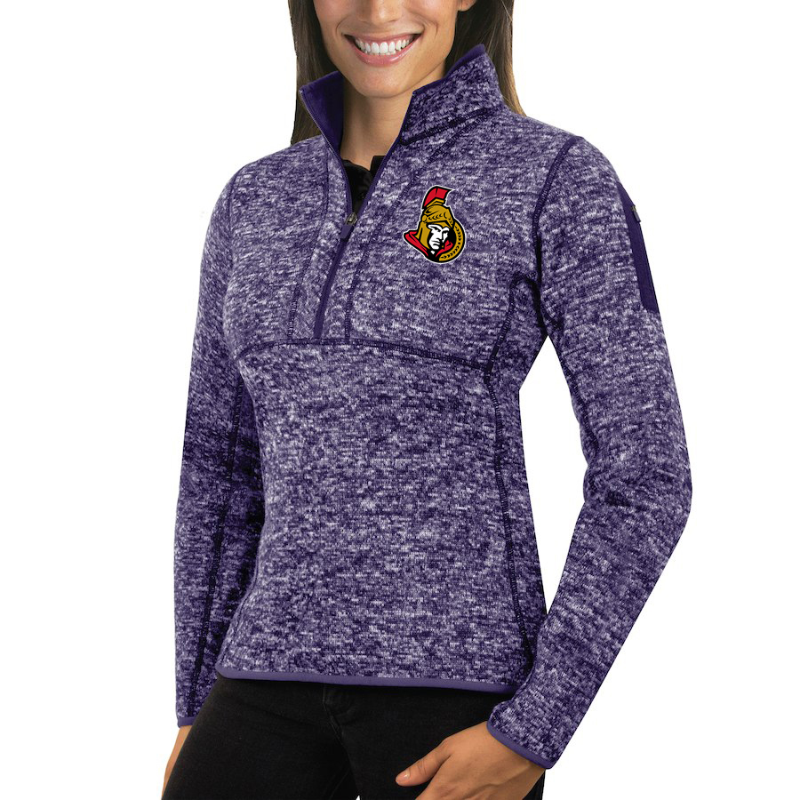 Ottawa Senators Antigua Women's Fortune 1/2-Zip Pullover Sweater Purple